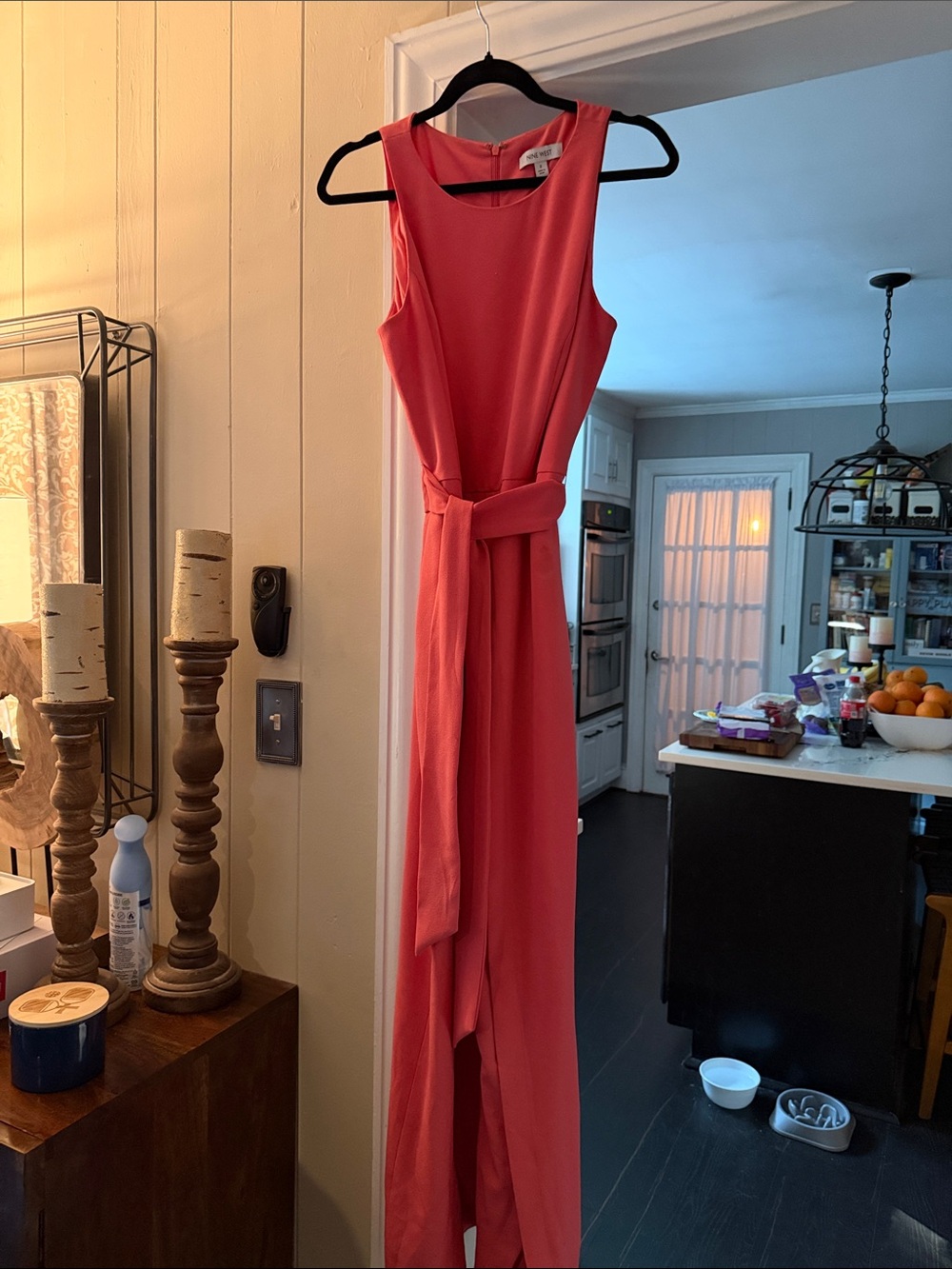 Nine West Coral Maxi Dress with Waist Sash